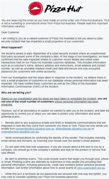 Screenshot 2023 09 22 at 07 40 41 Pizza Hut Australia warns 193 000 customers of a data breach